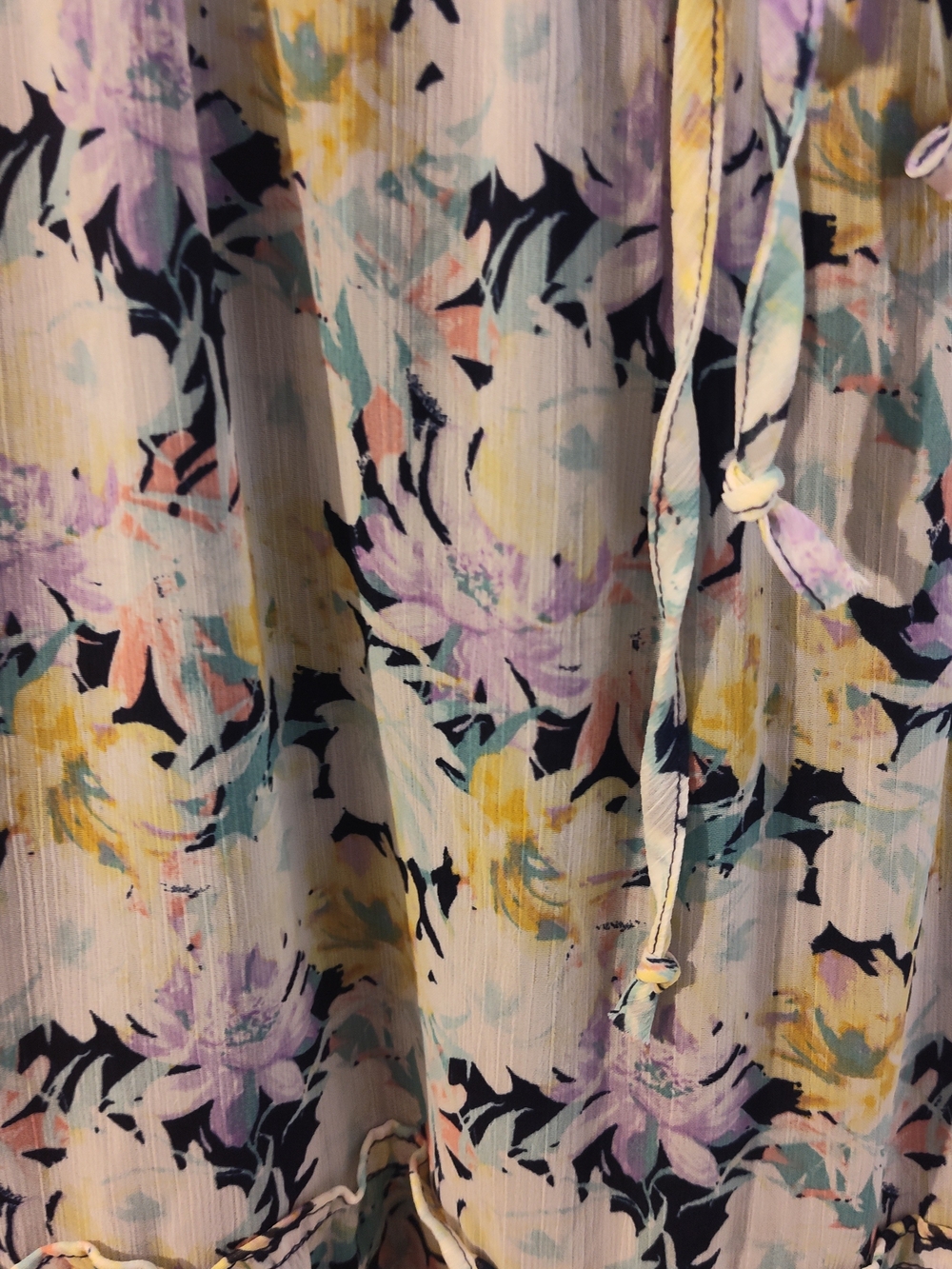 Cottagecore Floral Midi Sundress in Pastel Blues & Lilacs Tiered Ruffles Prairie - Picture 9 of 13